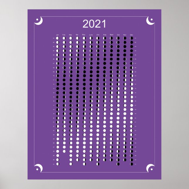 Poster Calendrier Lunaire Violet 2021 (Devant)