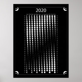 Poster Calendrier Lune 2020 - Noir
