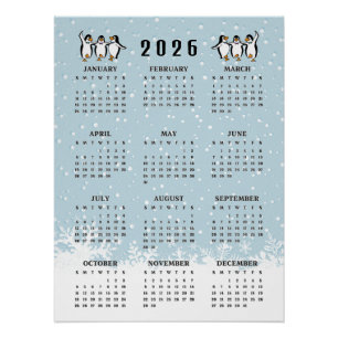 Poster Calendrier Manchots Dansants 2026