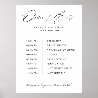 Poster Calendrier Mariage Ordre simple des événements