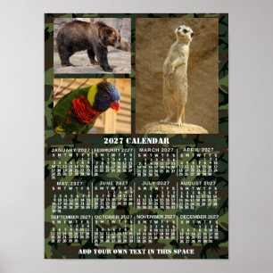 Poster Calendrier mensuel 2027 Camouflage Ajouter 3 Photo