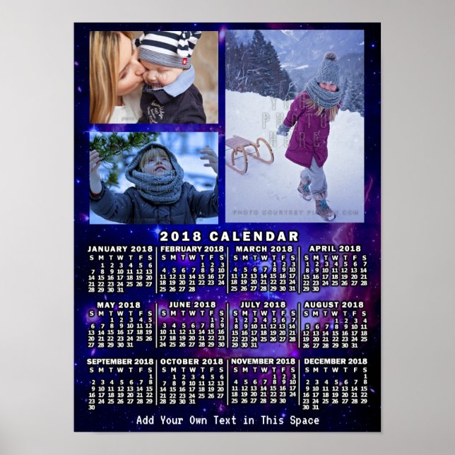 Poster Calendrier mensuel de l'année 2018 Espace Nébuleus (Devant)