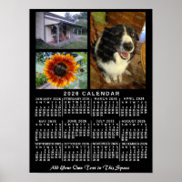 Calendrier mensuel de l'année 2026 Noir Personnali