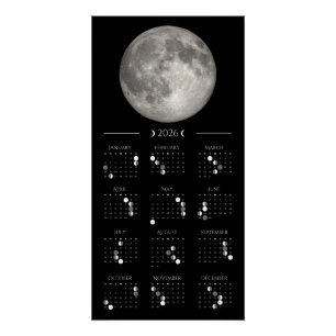 Poster Calendrier Mensuel de Phase Lunaire 2026 14 x 28 p