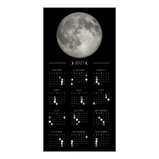 Poster Calendrier Mensuel de Phase Lunaire 2027 14 x 28 p