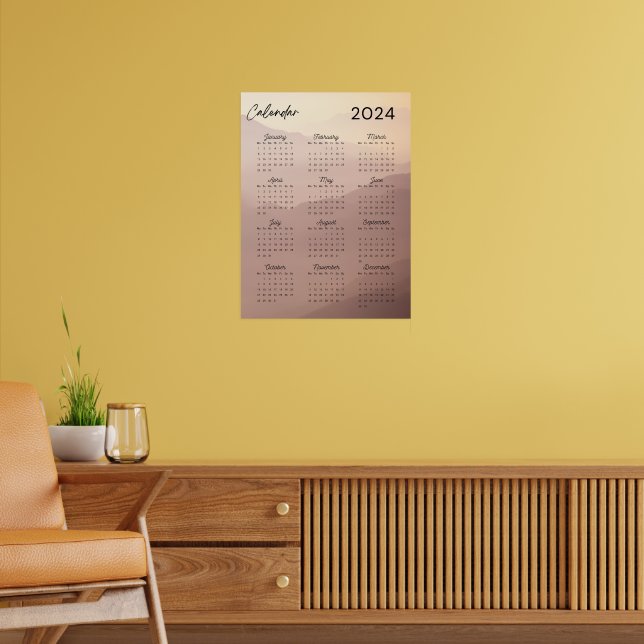 Poster Calendrier mensuel de Sunset Mountain 2024 (Salon 2)