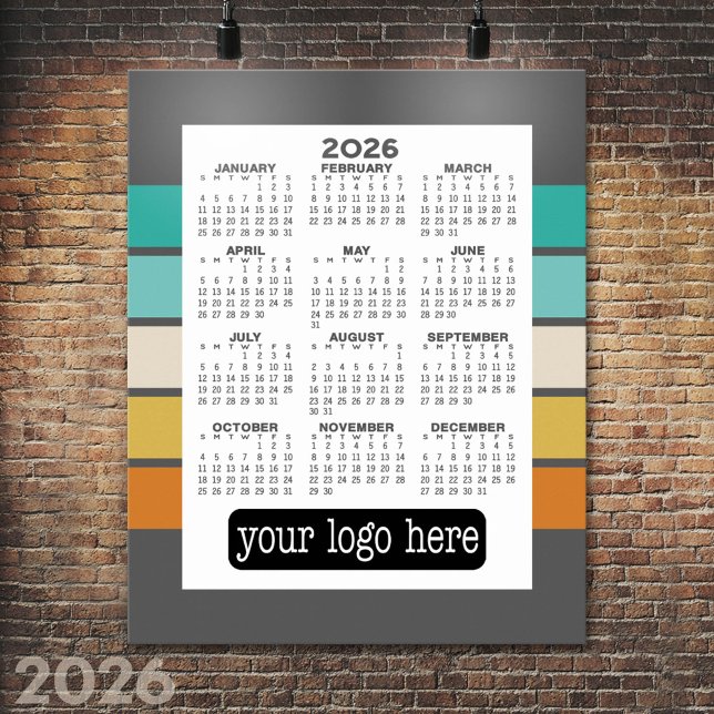 Poster Calendrier - Minimalisme Noir Blanc de Base (2026 Calendar Poster)