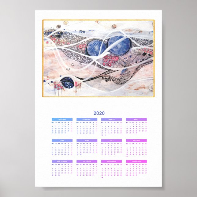 Poster Calendrier Moderne Abstrait Année complète 2020 Ga (Devant)