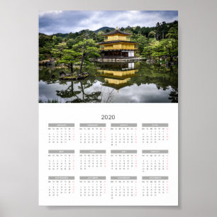 Poster Calendrier moderne Année complète 2020 Voyage et v