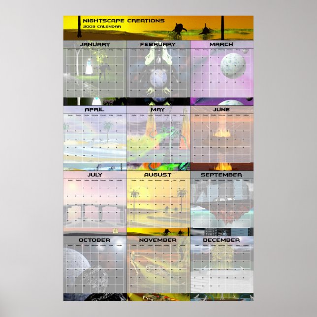 Poster Calendrier mural 2003 Nightscape Creations v1 (Devant)