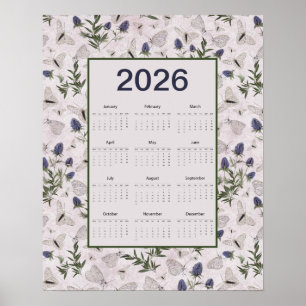 Poster Calendrier mural 2026 Papillons Chardon