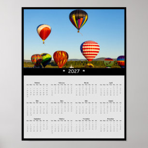 Poster Calendrier Mural 2027 Ballon à Air Chaud - Heure D