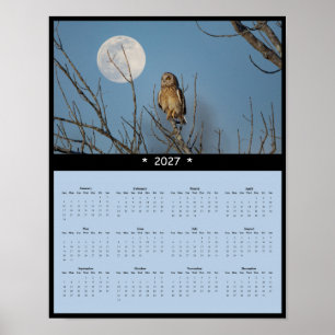 Poster Calendrier mural 2027 de la chouette effraie - Pra