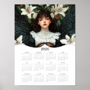 Poster Calendrier mural annuel complet de l'ange 2026