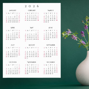Poster Calendrier mural annuel pour le bureau à domicile