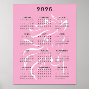 Poster Calendrier mural de conception de beau cheval 2026
