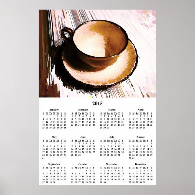 Poster Calendrier mural de la coupe de thé et soucoupe 20 (Devant)