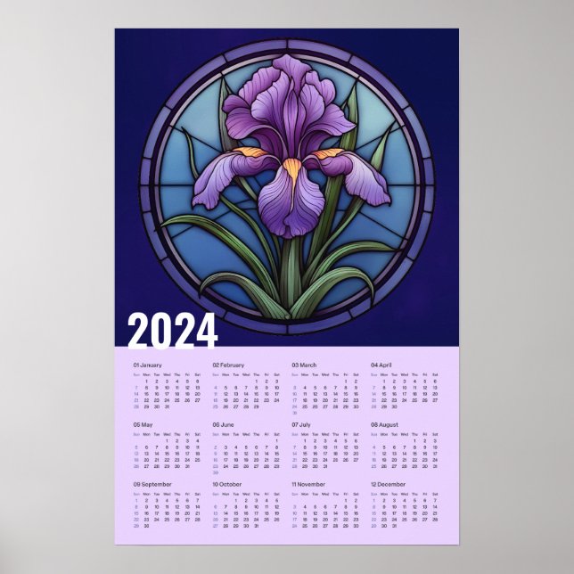 Poster Calendrier mural Iris violet (Devant)