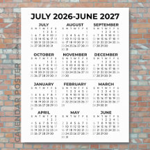 Calendrier mural minimaliste de l'année scolaire 2