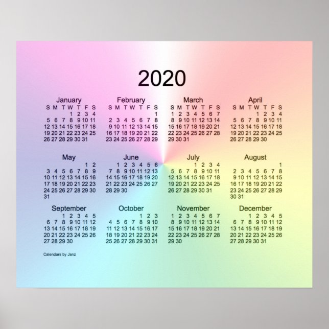 Poster Calendrier mural Shimmer 2020 par Janz Print (Devant)