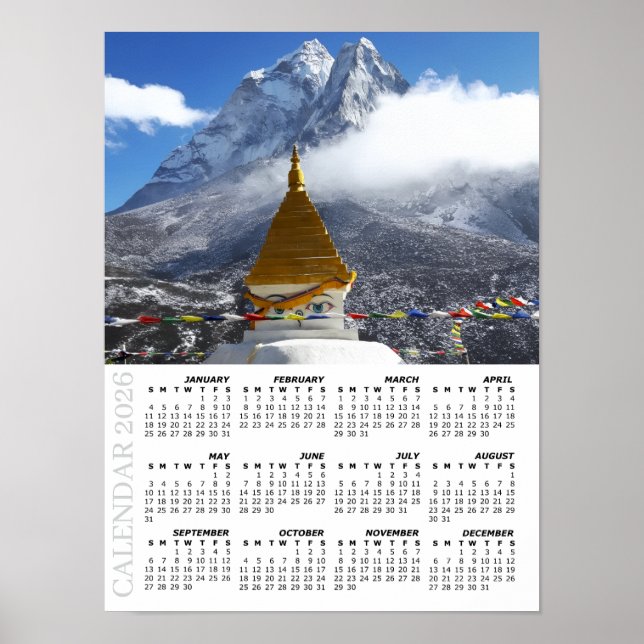 Poster Calendrier Népal 2026, Ama Dablan, Sagarmatha (Devant)