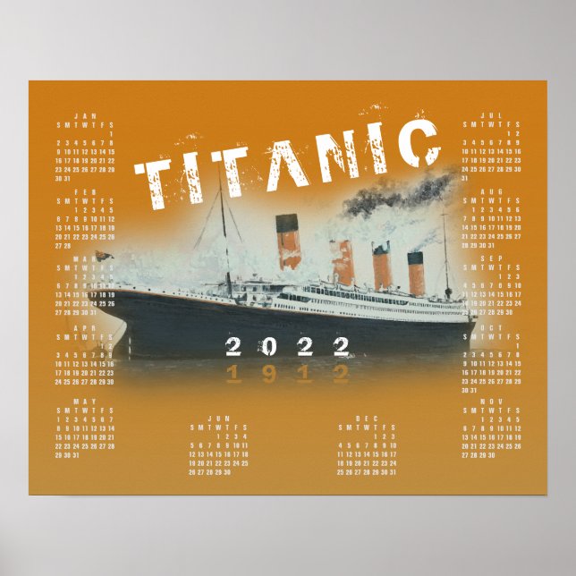 Poster Calendrier Orange Brûlé RMS Titanic 2022 (Devant)