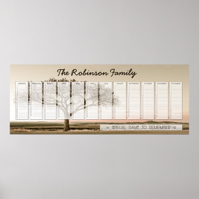 Poster Calendrier permanent de la famille de pays élevé p (Devant)