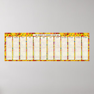 Poster Calendrier perpétuel d'anniversaire Confettis Colo