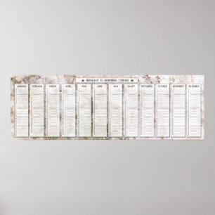 Poster Calendrier perpétuel d'anniversaire en Granite Ros
