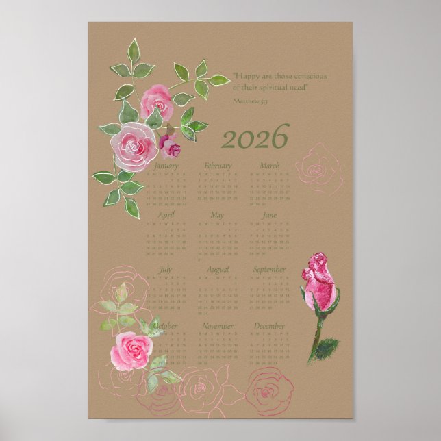Poster Calendrier personnalisable de texte annuel JW (Devant)