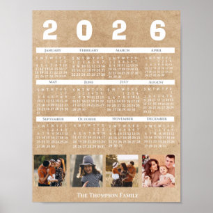 Poster Calendrier personnalisé 2026 Collage de photos de