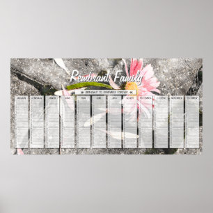 Poster Calendrier personnalisé de date d'anniversaire de 