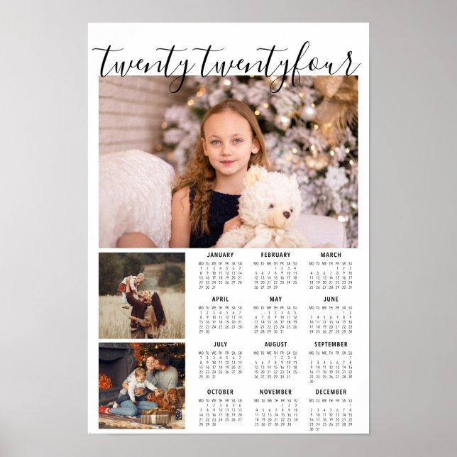 Poster Calendrier photo 2019 avec élégante année manuscri (Devant)
