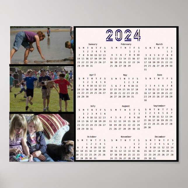 Poster Calendrier photo 2024 Famille minimale moderne 3 (Devant)
