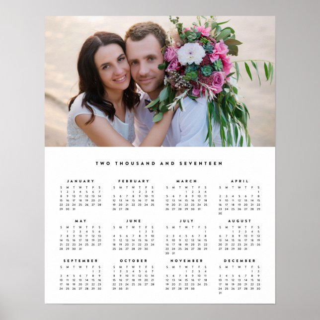 Poster Calendrier photo annuel Minimal 16x20 2017 (Devant)