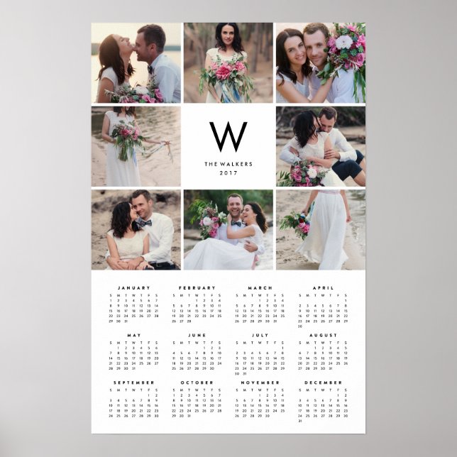 Poster Calendrier photo annuel Minimal Collage 16x24 2017 (Devant)