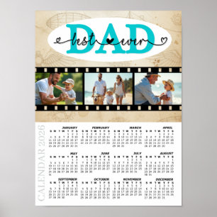 Poster Calendrier Photo Meilleur Papa 2026, Famille, Vint