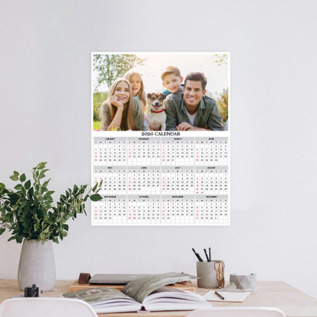 Poster Calendrier photo personnalisé 2026 (Personalize 2026 with our custom photo calendar poster—display favorite photo and stay organized.)