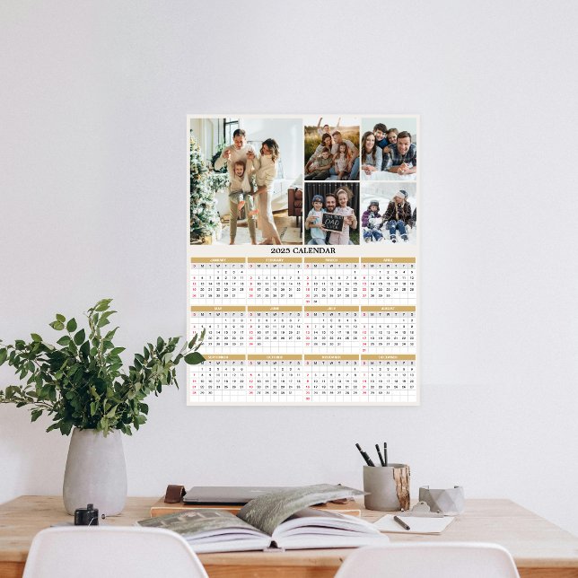 Poster Calendrier photo personnalisé de la famille 2025 (Personalize 2025 with our custom photo calendar poster—display favorite photos and stay organized.)