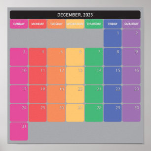 Poster calendrier planificateur de décembre 2023 jours de