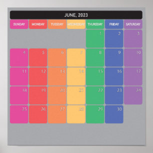 Poster Calendrier planificateur de juin 2023 jours de cou