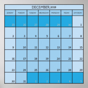Poster calendrier planificateur décembre 2017