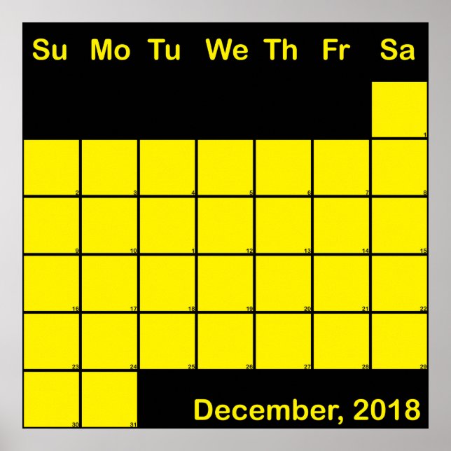 Poster calendrier planificateur décembre 2017 grand (Devant)