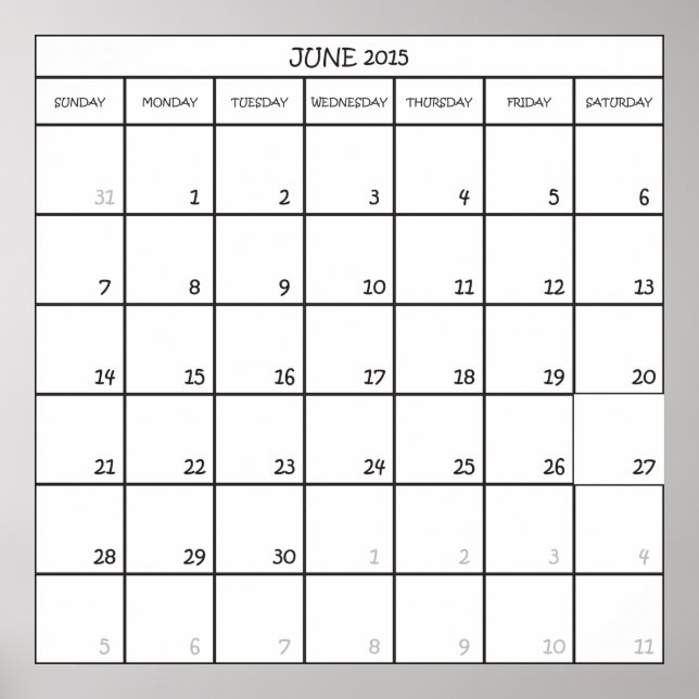POSTER CALENDRIER PLANNER JUIN 2015 (Devant)