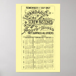 Poster Calendrier publicitaire de chaussures et de bottes