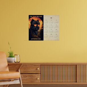 Poster Calendrier Rétro Art Affenpinscher Coucher de Sole