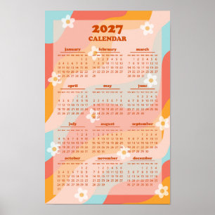 Poster Calendrier Rétro Groovy Wave 70s Vintage 2027