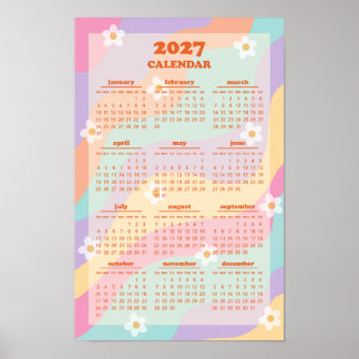 Poster Calendrier Rétro Groovy Wave 70s Vintage 2027