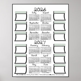 Poster Calendrier Scolaire 2026-2027 en Tissu avec Police