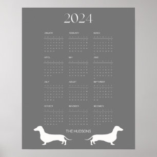 Poster Calendrier Silhouette 2024 Dark Grey